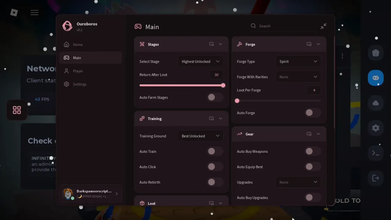 +1 Sword Loot Script Ouroboros Hub: Auto Summon, Auto Forge