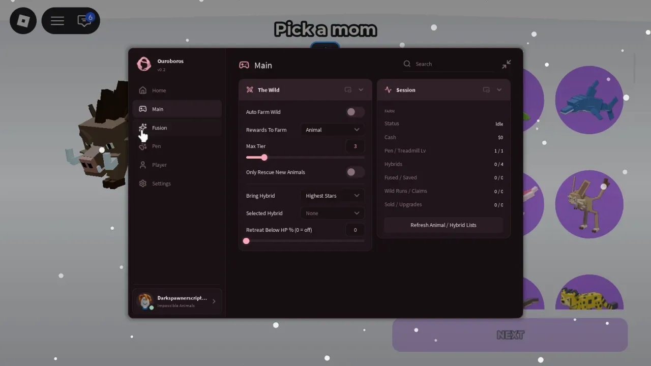Impossible Animals Script Ouroboros Hub: Auto Sell