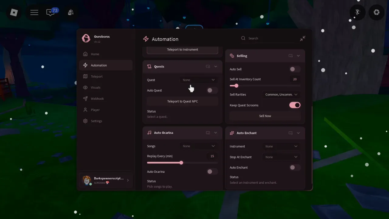 SCROOMS Script Ouroboros Hub: Auto Enchant, Auto Catch